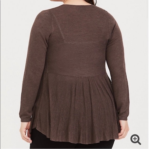 TORRID | 0X | Brown Flutter Open Front Cardigan - Picture 3 of 4